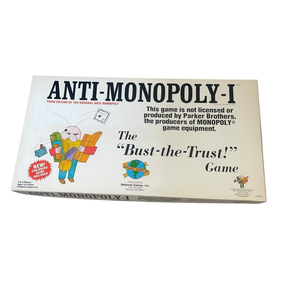 Vintage 1983 Anti-Monopoly-I  Board Game Ralph Anspach Third‎ Edition Complete